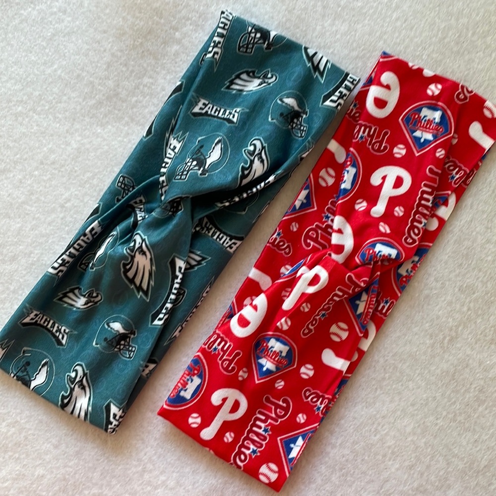 Set of Handmade Phillies and Eagles Inspired Front Twist Headbands